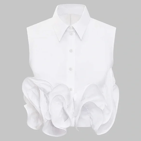 Micas Button Ruffle Ruched Tank Top - Picture 1 of 12